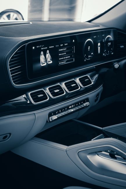 Clean car dashboard and steering wheel